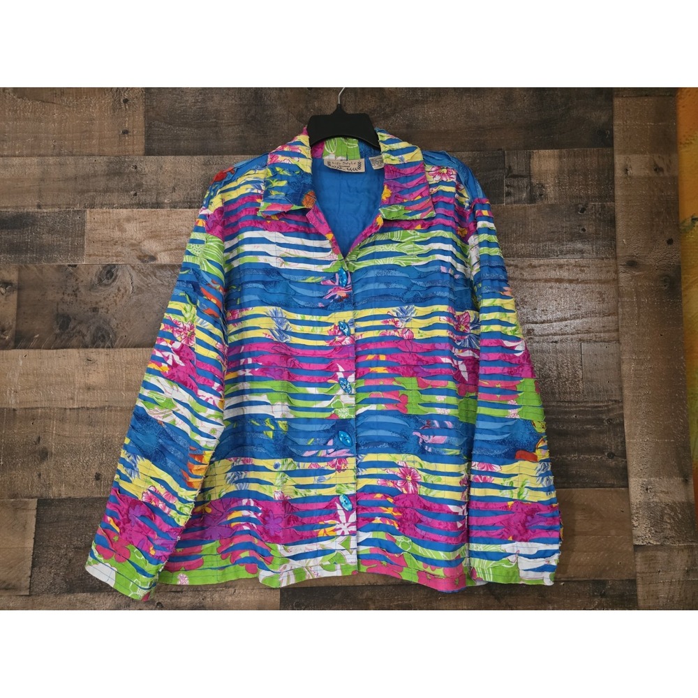Patchwork Boho Jacket Long Sleeve Lined Ribbon Accent Cottagecore Women 1X